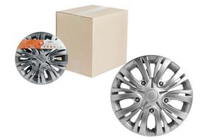 Колпаки декоративные ( на пруж.) R15 "Лион" серебристый, карбон(к-т 2шт) LW1506